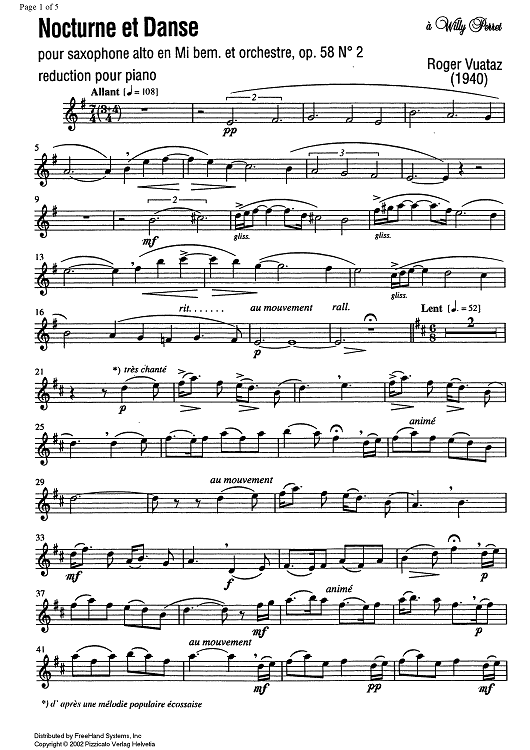 Nocturne et Danse Op.58 No. 2 - Alto Saxophone