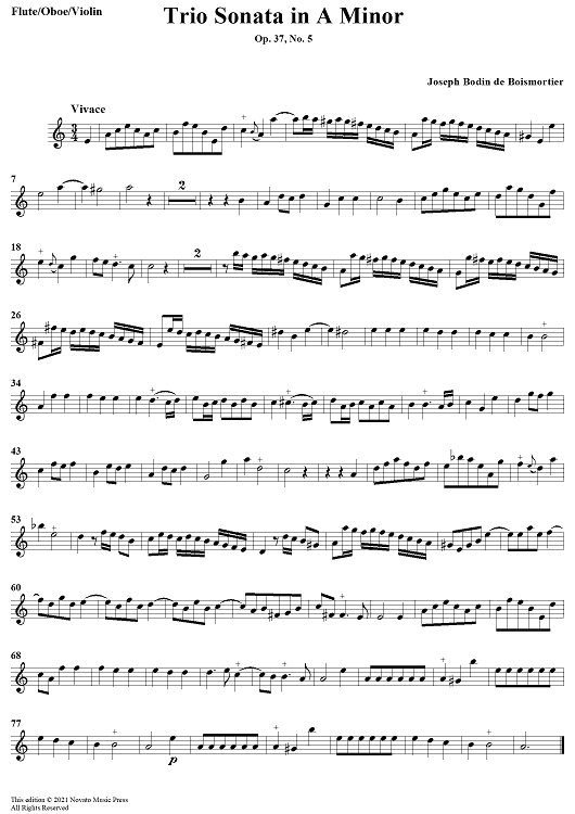 Trio Sonata in A Minor Op. 37 No. 5 - Flute/Oboe/Violin