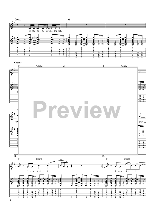 Lightning Crashes" Sheet Music by Live for Guitar Tab Sheet Music Now