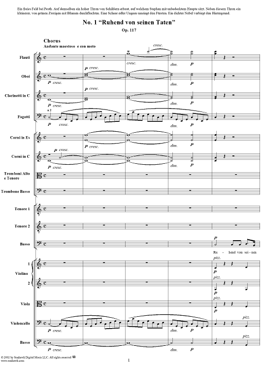 Ruhend von seinen Taten, No. 1 from "König Stephan", Op. 117 - Full Score