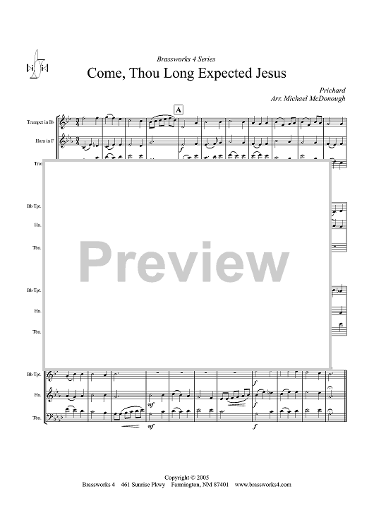 Come, Thou Long Expected Jesus - Score
