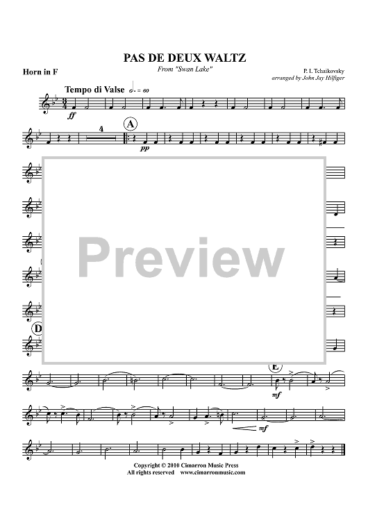 Pas de Deux Waltz - From "Swan Lake" - Horn in F