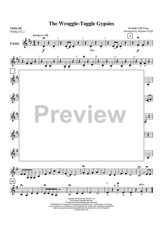 Wraggle-Taggle Gypsies, The - Violin 3