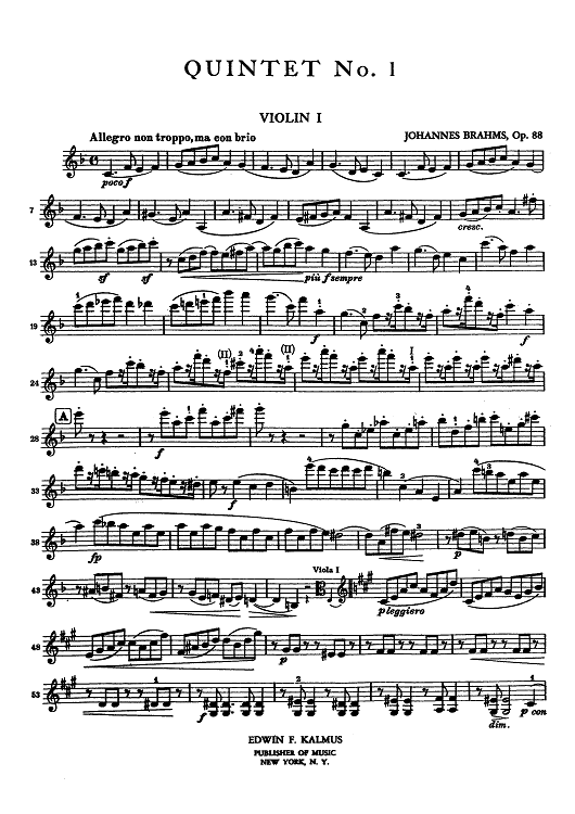 Quintet No. 1 - Op. 88 - Violin 1
