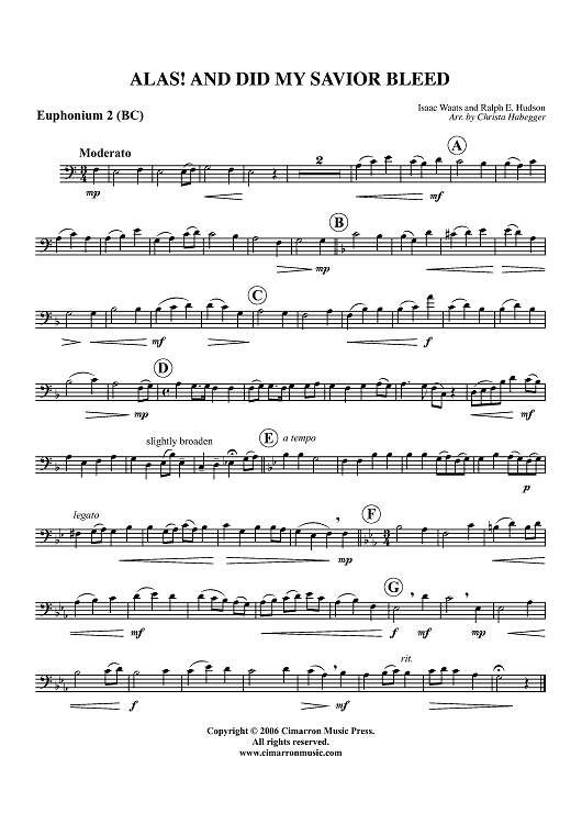 Alas! And Did My Savior Bleed - Euphonium 2 BC/TC