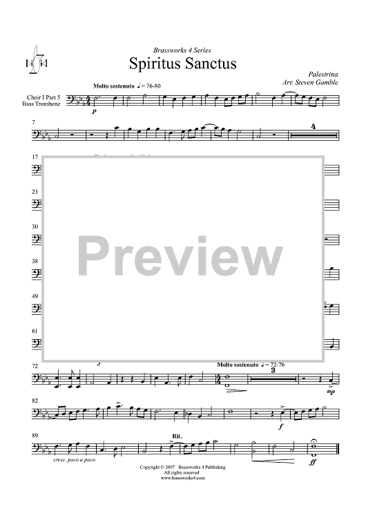 Spiritus Sanctus - Choir I Part 5, Bass Trombone