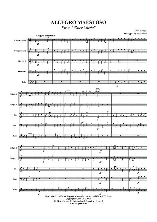 Allegro Maestoso from "Water Music" - Score
