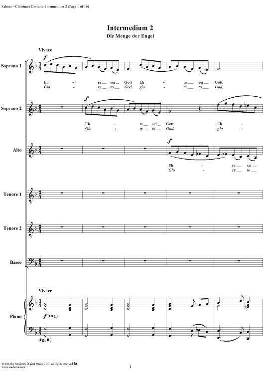Christmas Oratorio: Intermedium II - Chor der Engel "Ehre sei Gott"
