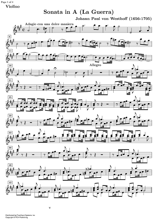 Sonata A Major La Guerra - Violin