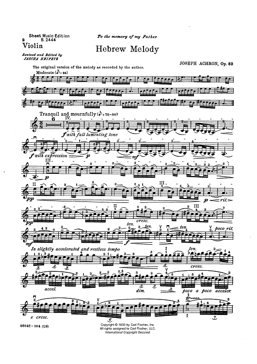Hebrew Melody (Op. 33)