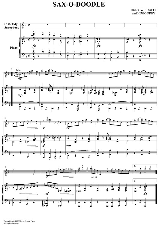 Sax-O-Doodle - Piano Score (for C Melody Sax)