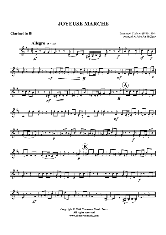 Joyeuse Marche - Clarinet in Bb