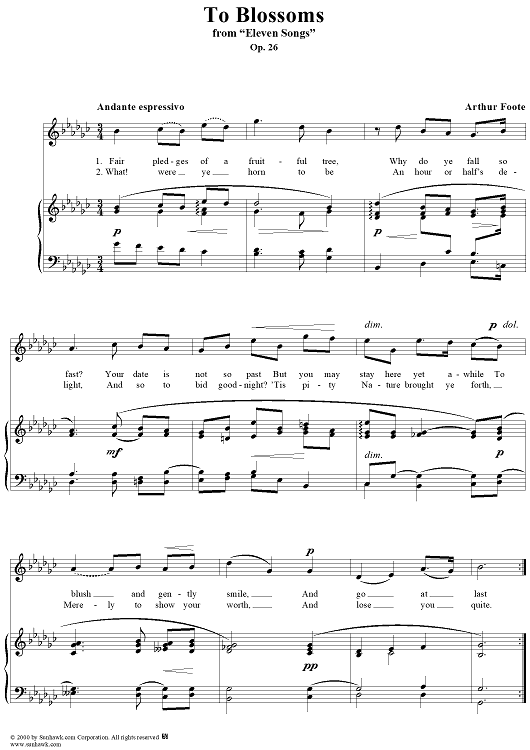 To Blossoms, from "Eleven Songs", Op. 26