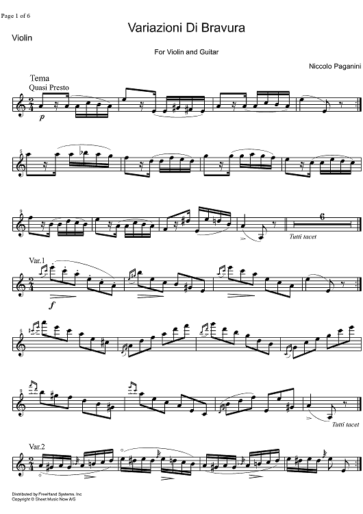 Variazioni di Bravura - Violin