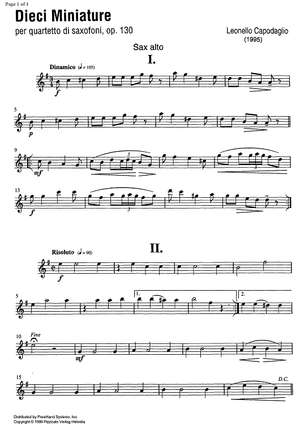 Dieci Miniature Op.130 - E-flat Alto Saxophone