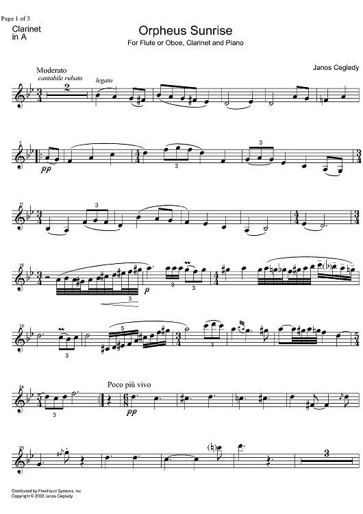 Orpheus Sunrise - Clarinet in A