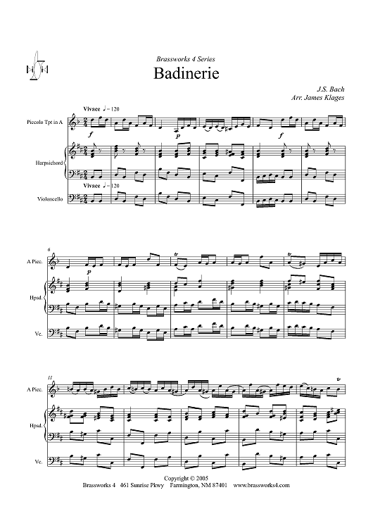 Badinerie - Harpsichord Score
