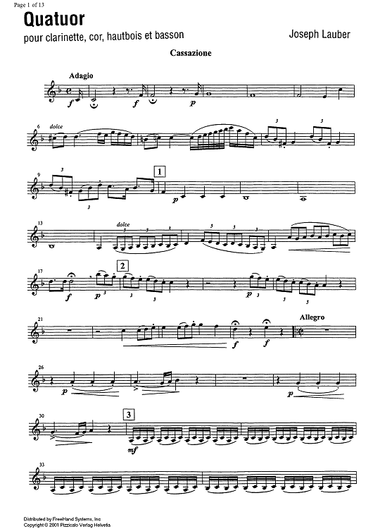 Quatuor - Clarinet in B-flat