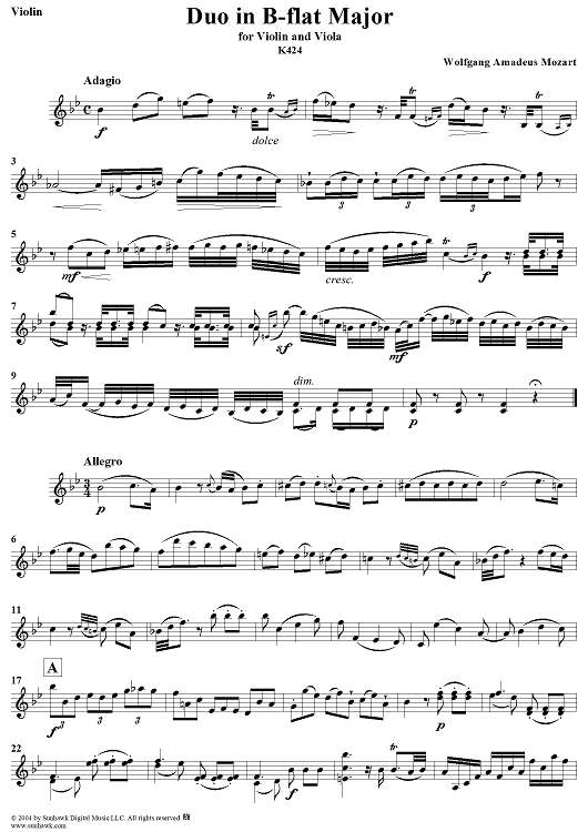 Duo in B-flat Major - Violin
