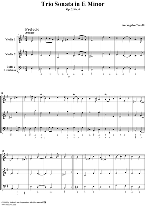 Trio Sonata in E minor, op. 2, no. 4