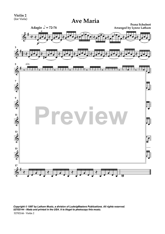 Ave Maria - Violin 2 (for Viola)