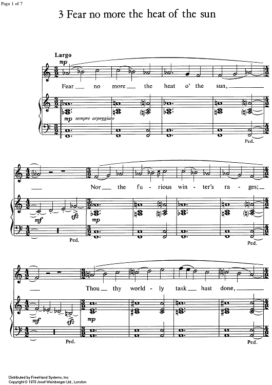 Fear no more the heat of the sun from Cymbeline