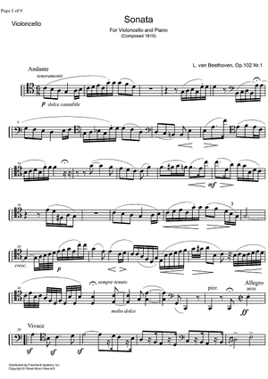 Sonata No. 4 C Major Op.102 No. 1 - Cello