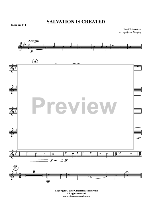 Salvation is Created - Horn 1 in F