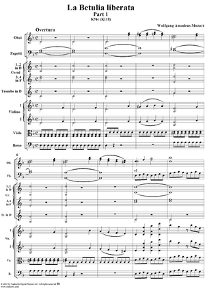 La Betulia Liberata, Overture and Part 1, K74c (K118) - Full Score
