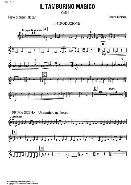 Il tamburo magico - The magical tambourin [set of parts] - Violin 1