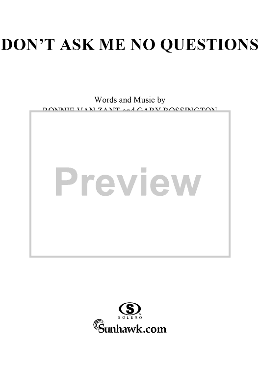Don't Ask Me No Questions" Sheet Music by Lynyrd Skynyrd for Bass Tab