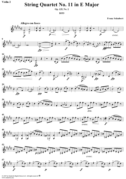 String Quartet No. 11 in E Major, Op. posth. 125, No. 2 - Violin 2