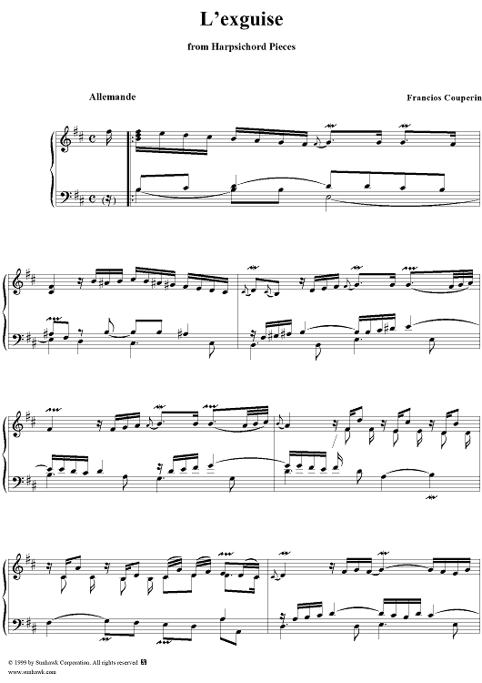 Harpsichord Pieces, Book 4, Suite 27, No.1:  L'exquise, allemande