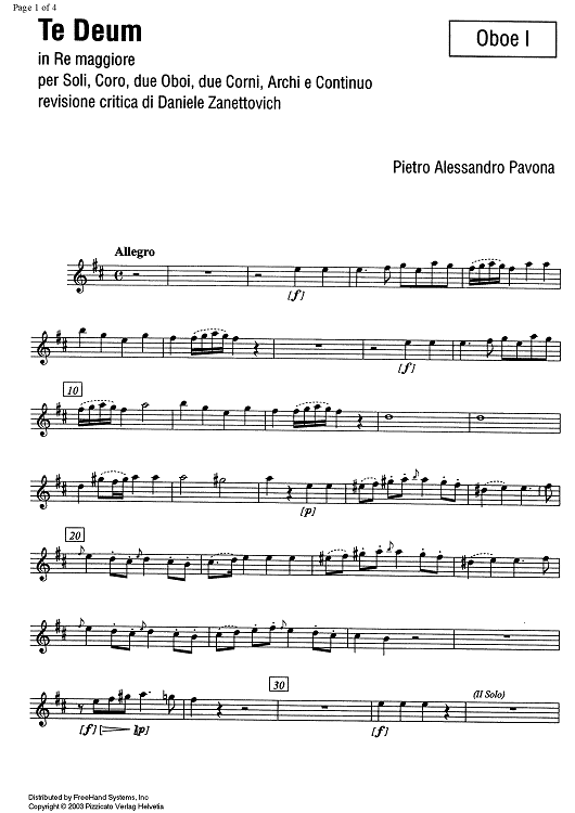 Te Deum - Oboe 1