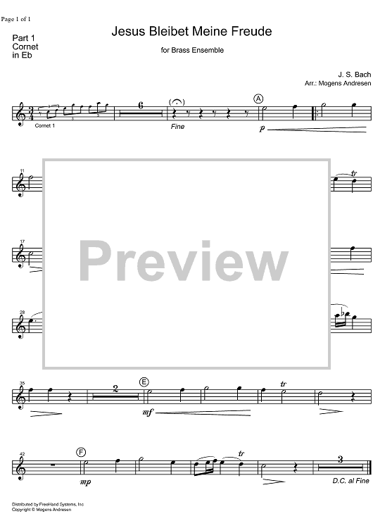 Jesu, Joy of Man's Desiring BWV 147 - E-flat Cornet