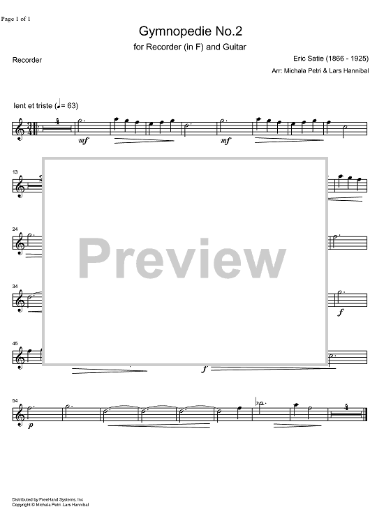 Gymnopedie No. 2 - Alto Recorder