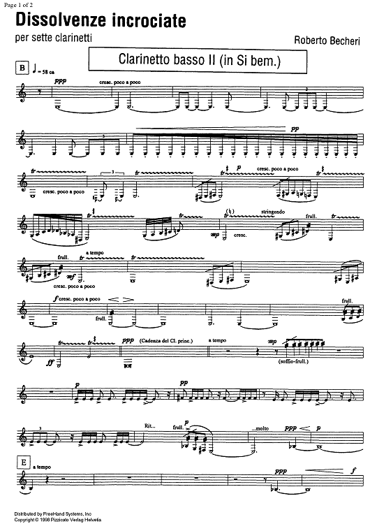 Dissolvenze incrociate - B-flat Bass Clarinet 2