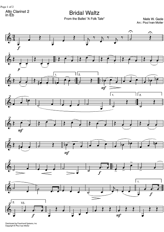 Bridal Waltz from A Folk Tale - E-flat Alto Clarinet 2