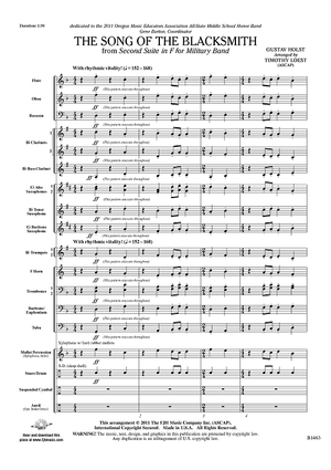 The Song of the Blacksmith - Score