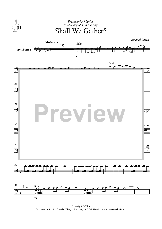 Shall We Gather? - Trombone 1