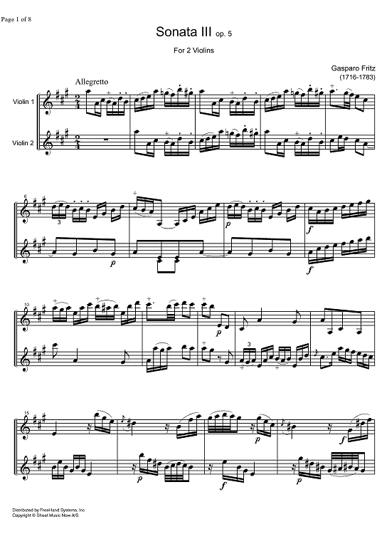 Sonata Op. 5 No. 3 - Score