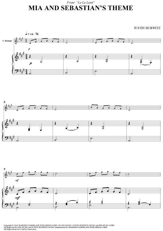 Mia and Sebastian's Theme - from La La Land