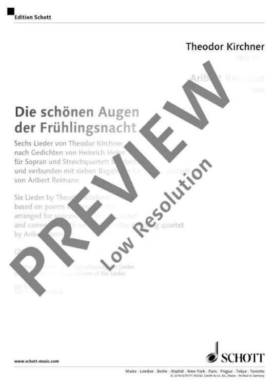 Die schönen Augen der Frühlingsnacht - Score and Parts