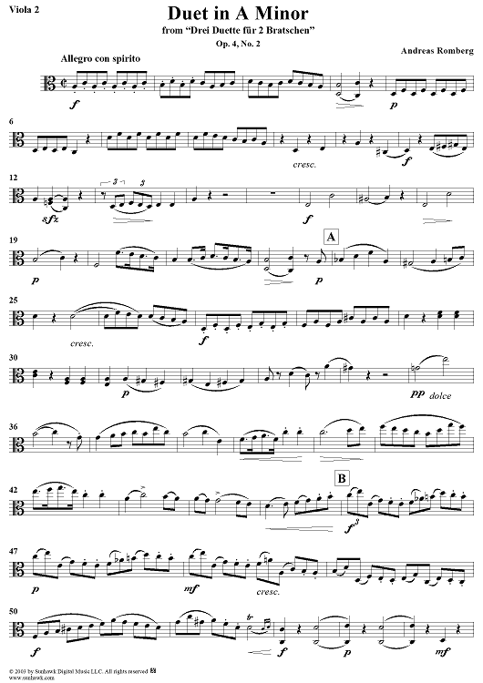 Duet No. 2 in A Minor - Viola 2