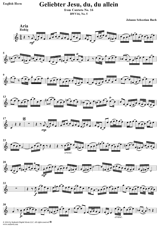 "Geliebter Jesu, du, du allein", Aria, No. 5 from Cantata No. 16: "Herr Gott, dich loben wir" - English Horn