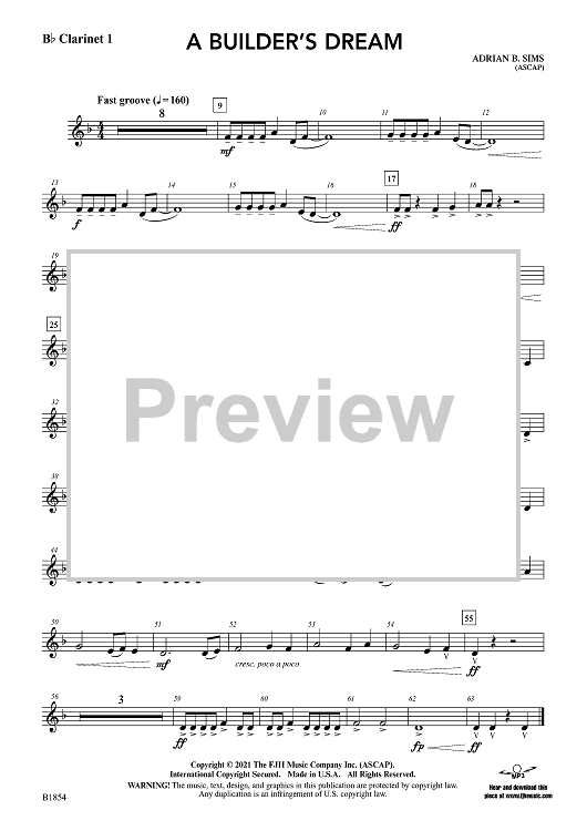 Adrian Simms A Builder's Dream - Bb Clarinet 1