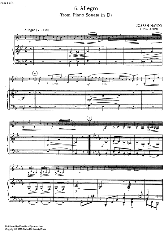 Allegro (from D Major piano sonata) - Score