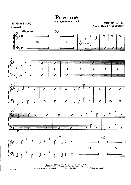 Pavanne (from Symphonette No. 2) - Harp or Piano (opt.)