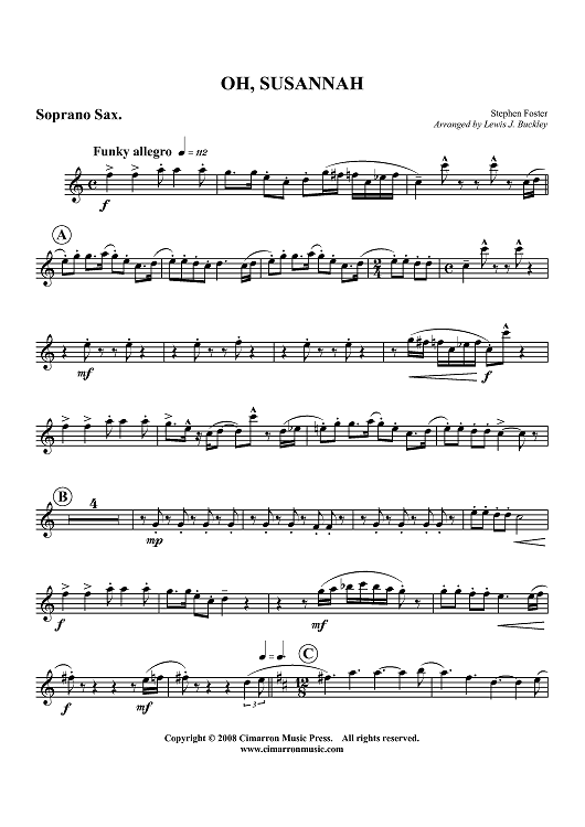 Oh, Susannah - Soprano Sax