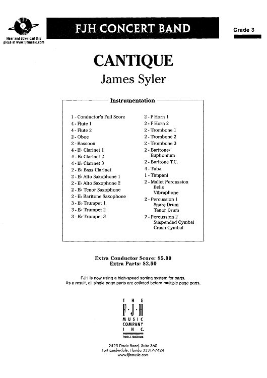 Cantique - Score Cover